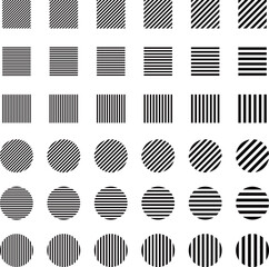 イラスト素材：ストライプ・ボーダーの幾何学模様　ベクター　Striped and border pattern isolated illustration set.