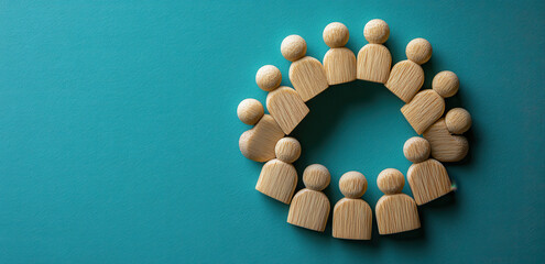 A circle of wooden figures
