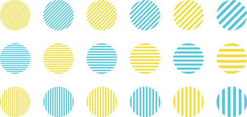 イラスト素材：ストライプ・ボーダーの幾何学模様　ベクター　Striped and border pattern isolated illustration set.