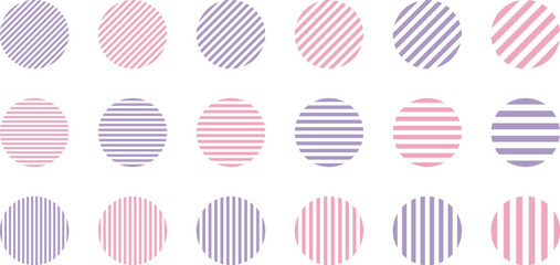 イラスト素材：ストライプ・ボーダーの幾何学模様　ベクター　Striped and border pattern isolated illustration set.