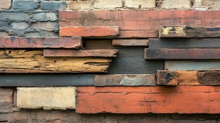 Aged brick and wood wall