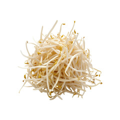 Fresh Mung Bean Sprouts Pile, Isolated on Black Background