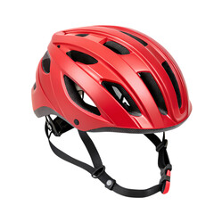Fototapeta premium Red Bicycle Helmet Safety Gear for Cycling isolated on transparent baackground