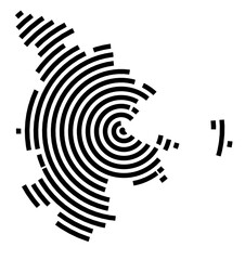 Symbol Map of the city Nürnberg (Bayern, Germany) showing the city with a black spiral line