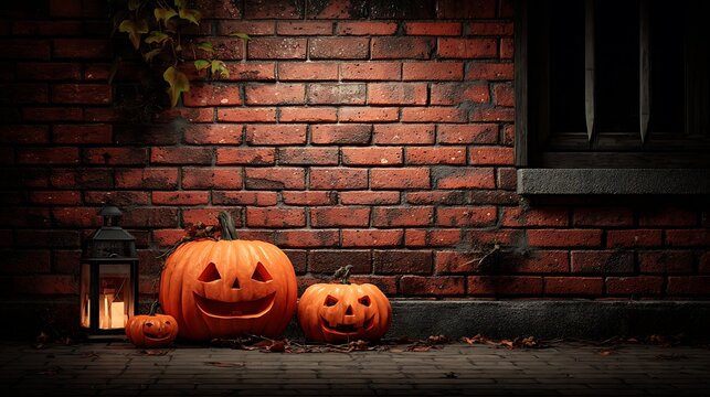 Holloween decoration halloween pumpkin brick ai generated image by rawpixel halloween backdrop .