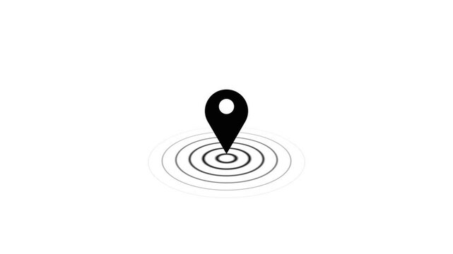 Location icon. location icon animation, GPS location pointer animated with radio wave on white background.
