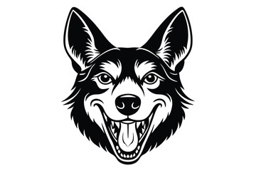 wolf head snarling aggressively shows sharp teeth in black and white image