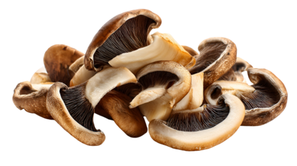 Sliced brown mushrooms food photography dark background