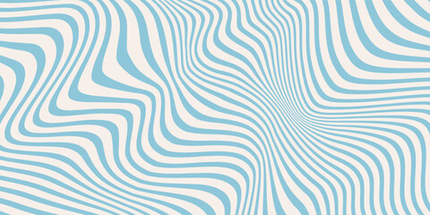Blue and beige diagonal wavy lines seamless pattern. Simple vector abstract liquid stripes background. Funky groovy texture with diagonal waves, fluid shapes, flow. Stylish repeated decorative design