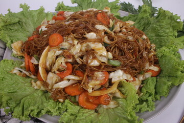 a plate of fried noodles