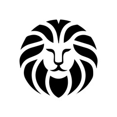 Fototapeta premium Black and white flat icon of the Leo zodiac sign featuring a stylized lion’s mane 