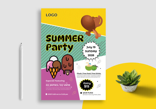 Colorful Summer Party Flyer Layout