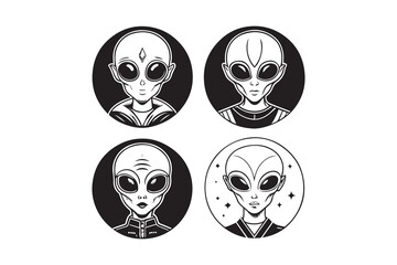 Black And White Alien Face icons