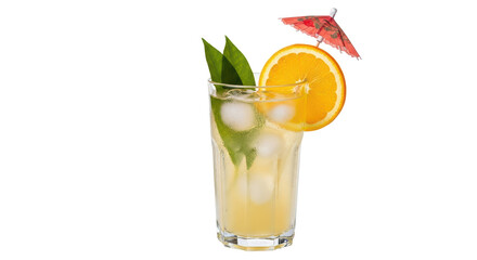 Isolated Refreshing Drink with Orange Slice