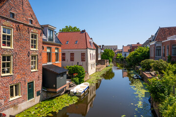 Picturesque canal in Appingedam, the Netherlands