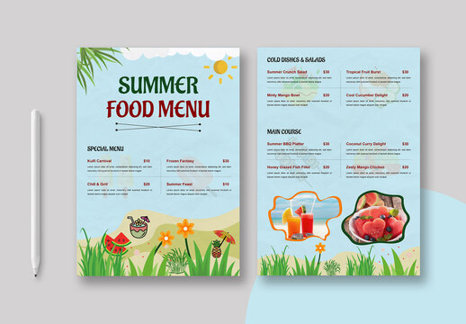 Summer Food Menu Layout