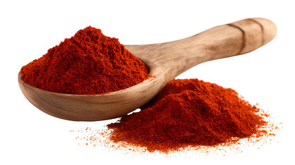 Paprika spice in wooden spoon red powder culinary ingredient,