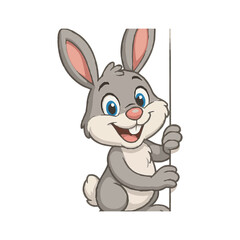 Cheerful Cartoon Bunny Character Holding a Sign with a Friendly Smile and Playful Pose Cartoon Animal Illustration