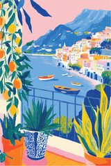 Fototapeta na wymiar Amalfi coastline colourful mediterranean travel destination. Summer vacation background
