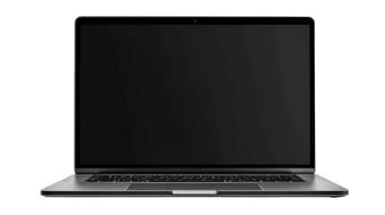 Sleek Silver Laptop, Modern Technology, Blank Screen Display
