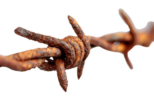 Rusty barbed wire close up detail texture