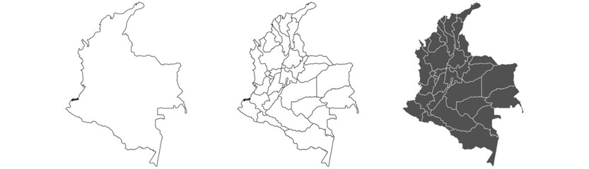 Colombia map – vector illustration of departments and political borders