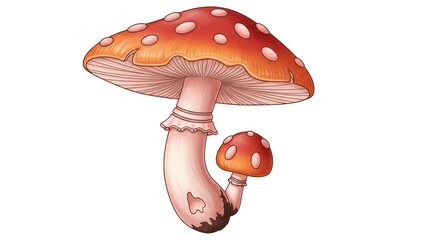 Isolated Red Mushroom Toadstool Cartoon Illustration