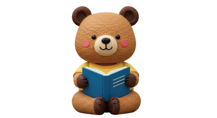 Isolated Teddy Bear Reading Book Cute Isolated