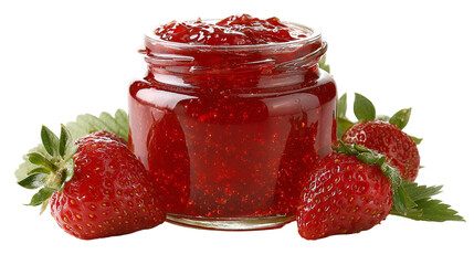 Strawberry Jam in a Jar with Fresh Strawberries