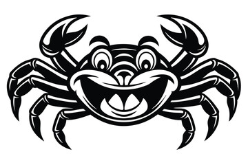 Cheerful crab character boldly showcases its claws and wide grin for a striking logo
