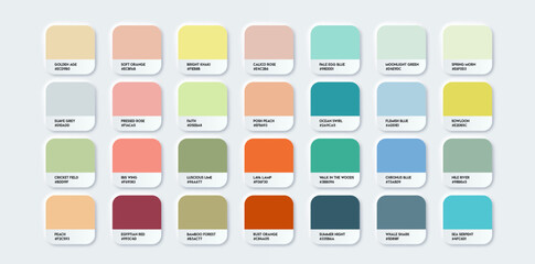 Summer colors Palette. Fashion color trend vibes. Color palette forecast of the future shades