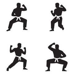 Karate Fighter Silhouettes Martial Art Pose Vector with Forgiveness and Focus Theme