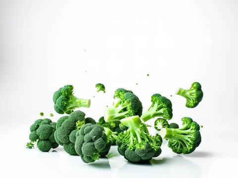 fresh organic broccoli falling down