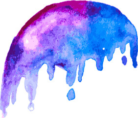 Violet and Blue Hand Drawn Watercolor Drops Round Vector Banner