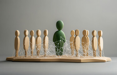 A solitary figure connected to a group