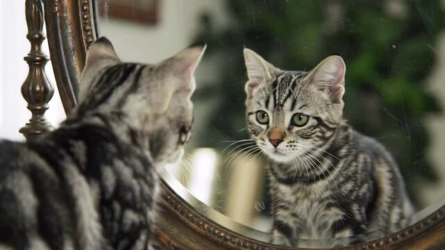 Kitten Discovers Mirror for the First Time with Playful Slow Zooms