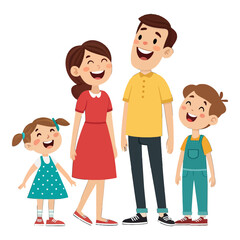 Happy Family: A heartwarming illustration of a joyful family, the illustration style captures a sense of unity, happiness, and love.
