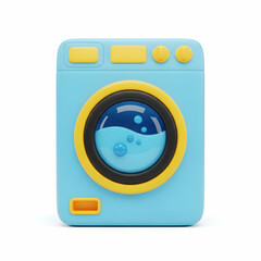 Cute colorful animated washing machine cartoon illustration for laundry accessories design