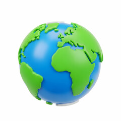 Colorful 3D Globe Illustration Showing the Continents and Oceans for Educational or Environmental Themes
