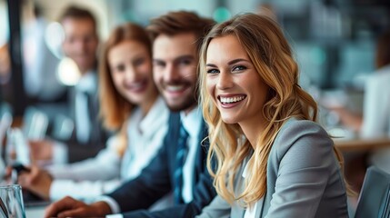 Young professionals working together in a modern high-tech office environment