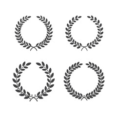 Elegant Laurel Wreath Collection Timeless Symbols of Victory and Achievement in Classic Black and White Design a Set of Four