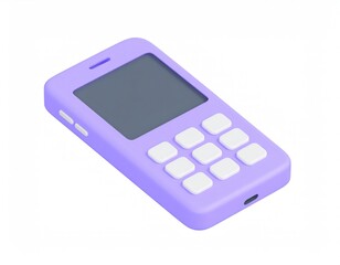 Lavender Mobile Phone: Simple 3D Isometric Illustration