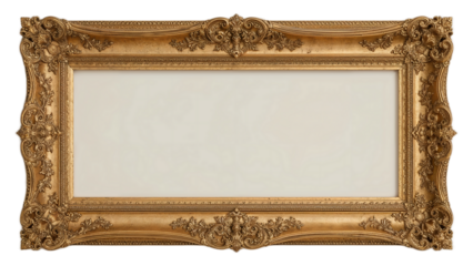 Elegant Gold Ornate Rectangular Picture Frame Mockup
