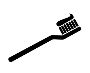 toothbrush icon vector with toothpaste on white background