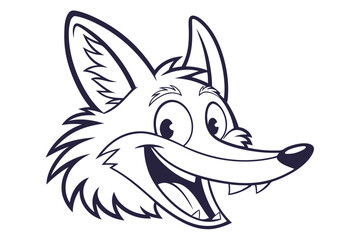 Cheerful cartoon fox outline showcases a wide smile and playful, expressive features