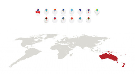 Obraz premium Circle Icons with Flags and Maps of Oceanian Countries, Alphabetically Sorted. 