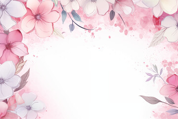 Fototapeta premium Pink Watercolor Floral Frame: Perfect for Wedding Invitations & Spring Designs transparent background png