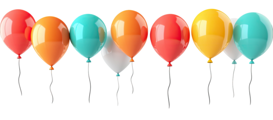 Row of colorful glossy balloons