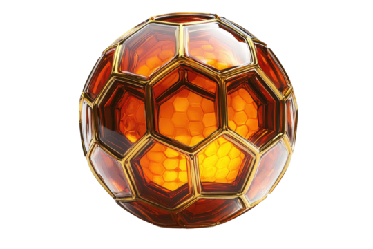 Honeycomb sphere, amber hue,  gold frame