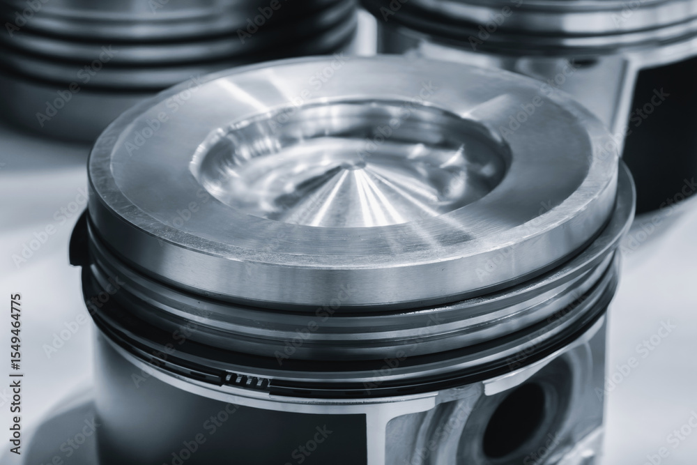 Poster engine piston with cone shaped top. auto service concept background